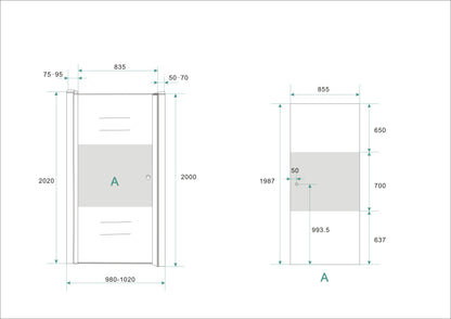 Wiesbaden nisdeur -L- met profiel 100x200 cm - WDtegels