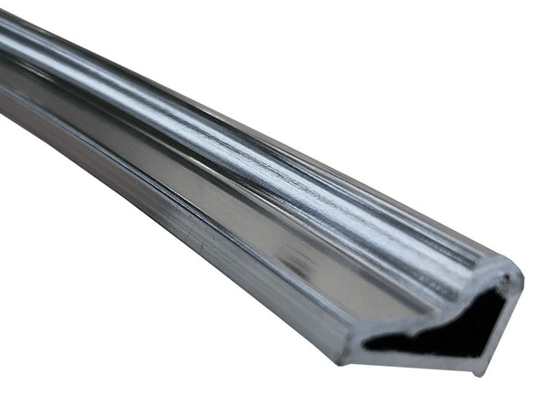 Chrome bottom strip water barrier 1/4 round single door 90cm