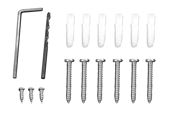 Juego de tornillos + llave Allen y broca