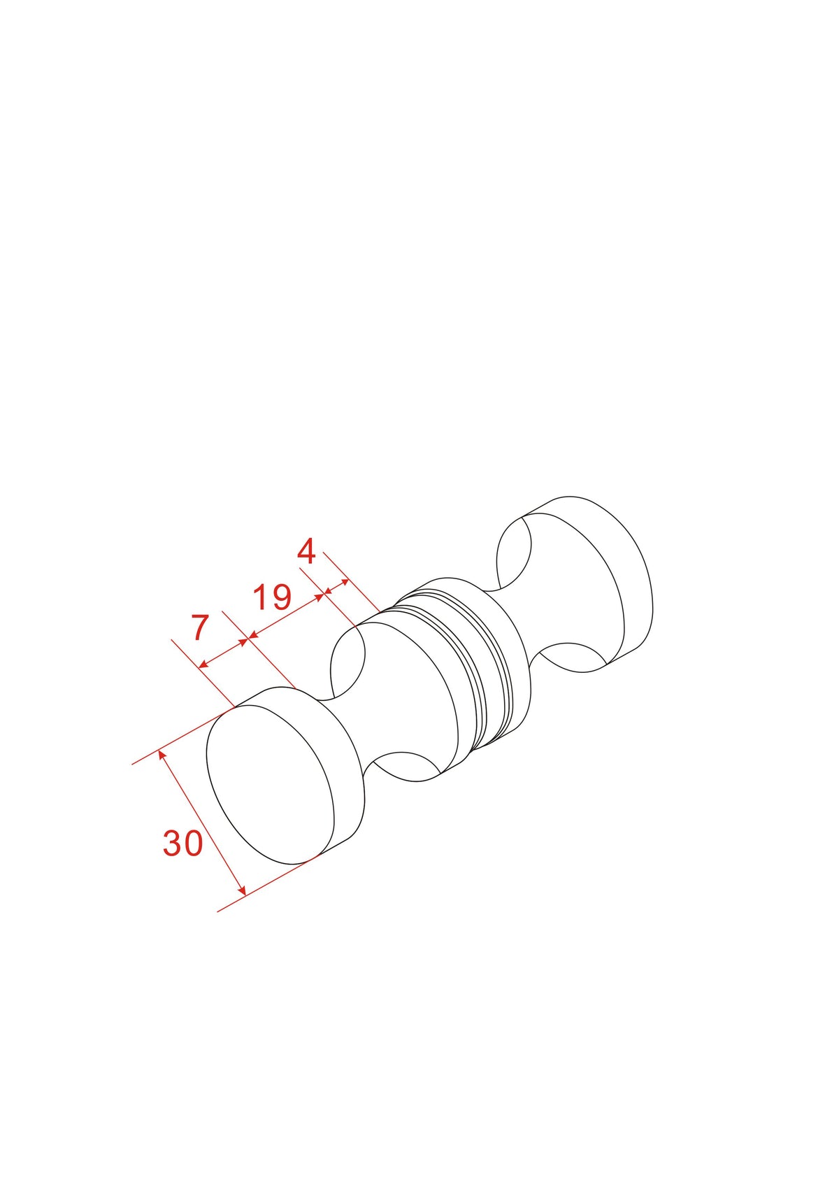 Maattekening Deurknop type 3 Chroom