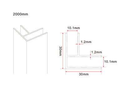 Wiesbaden hoekprofiel tbv glaswand 1cm 200cm mat-wit - WDtegels