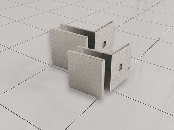 Less glass coupling set for profileless walk-in shower 2 pieces brushed steel
