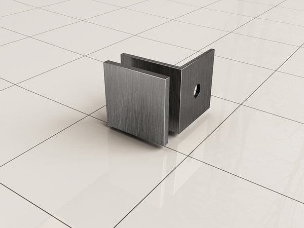 Less glass coupling set for profileless walk-in shower 2 pieces gunmetal