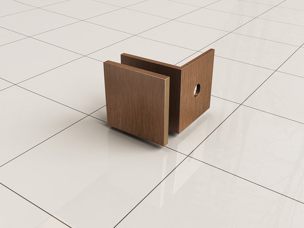 Less glass coupling set for profileless walk-in shower 2 pieces brushed bronze copper