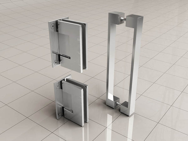 Less hinge set and handle for profileless niche door chrome