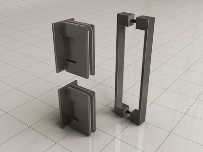Less scharnierset en greep voor profielloze nisdeur gunmetal - WDtegels