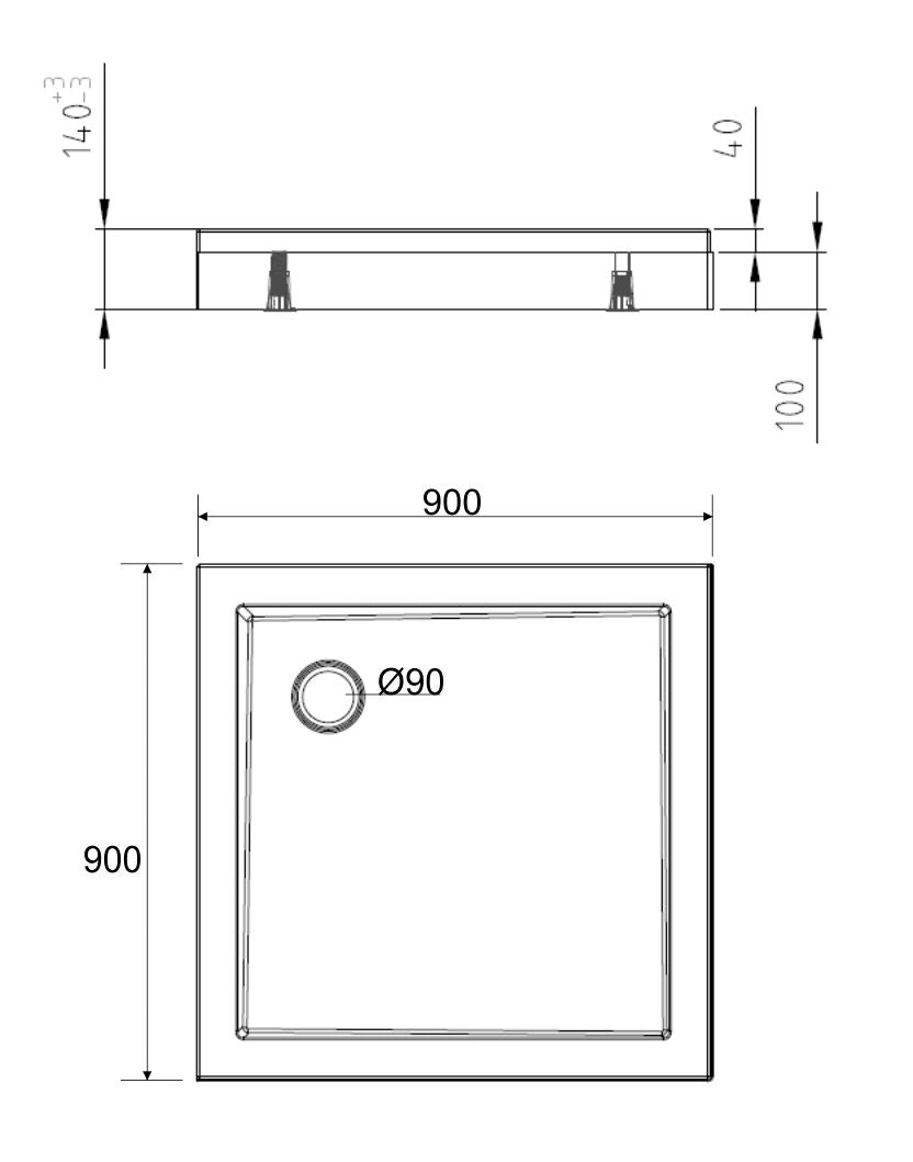 Wiesbaden Douchebak acryl 90x90x4 wit