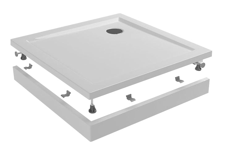 Voorzetpaneel met poten voor douchebak 90 x 90 x 4 cm glans wit - WDtegels