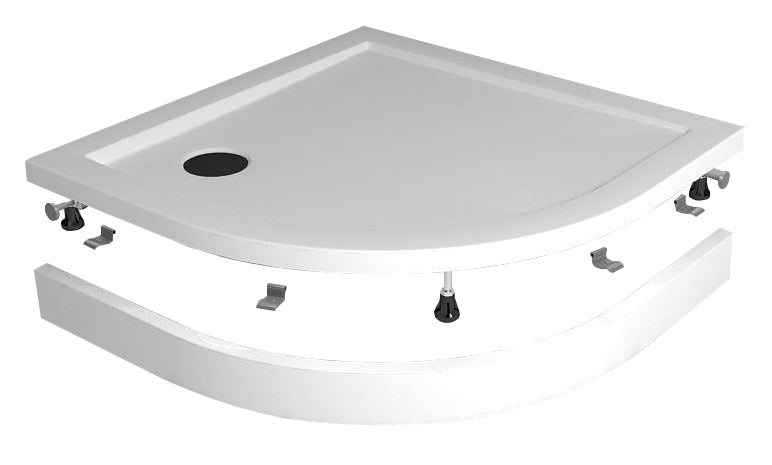 Voorzetpaneel met poten voor douchebak kwartrond 90 x 90 x 4 cm glans wit - WDtegels