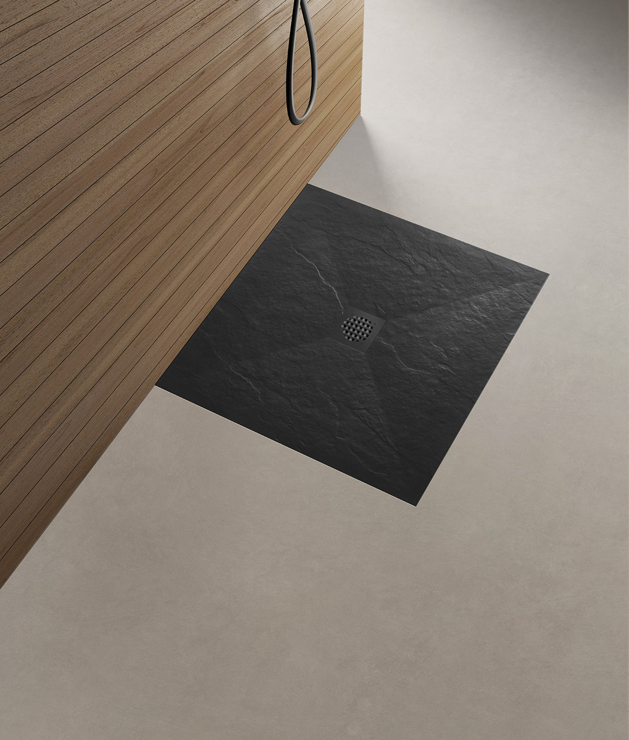 Stonea douchebak antislip composiet 900x900x30 mm inkortbaar mat zwart - WDtegels