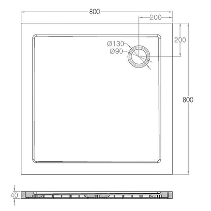 luxe douchebak SMC vierkant | 80x80x4cm | wit