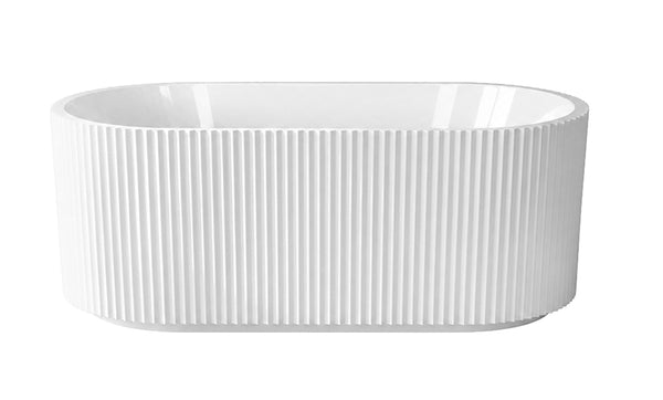 Rivi freestanding soaking bathtub | 180x80cm | Gloss white acrylic with gloss white waste