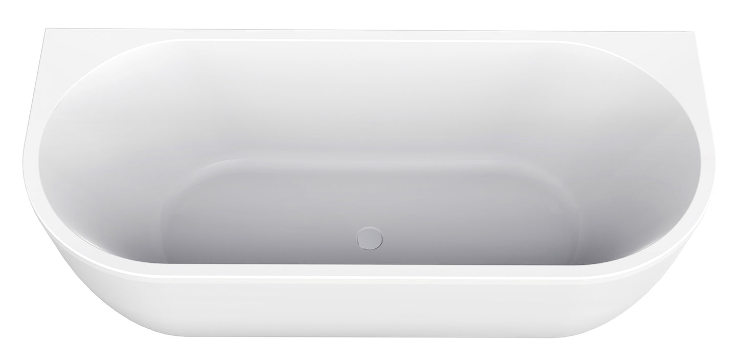 Liora half vrijstaand ligbad 170 x 75 cm acryl glans wit met waste glans wit - WDtegels