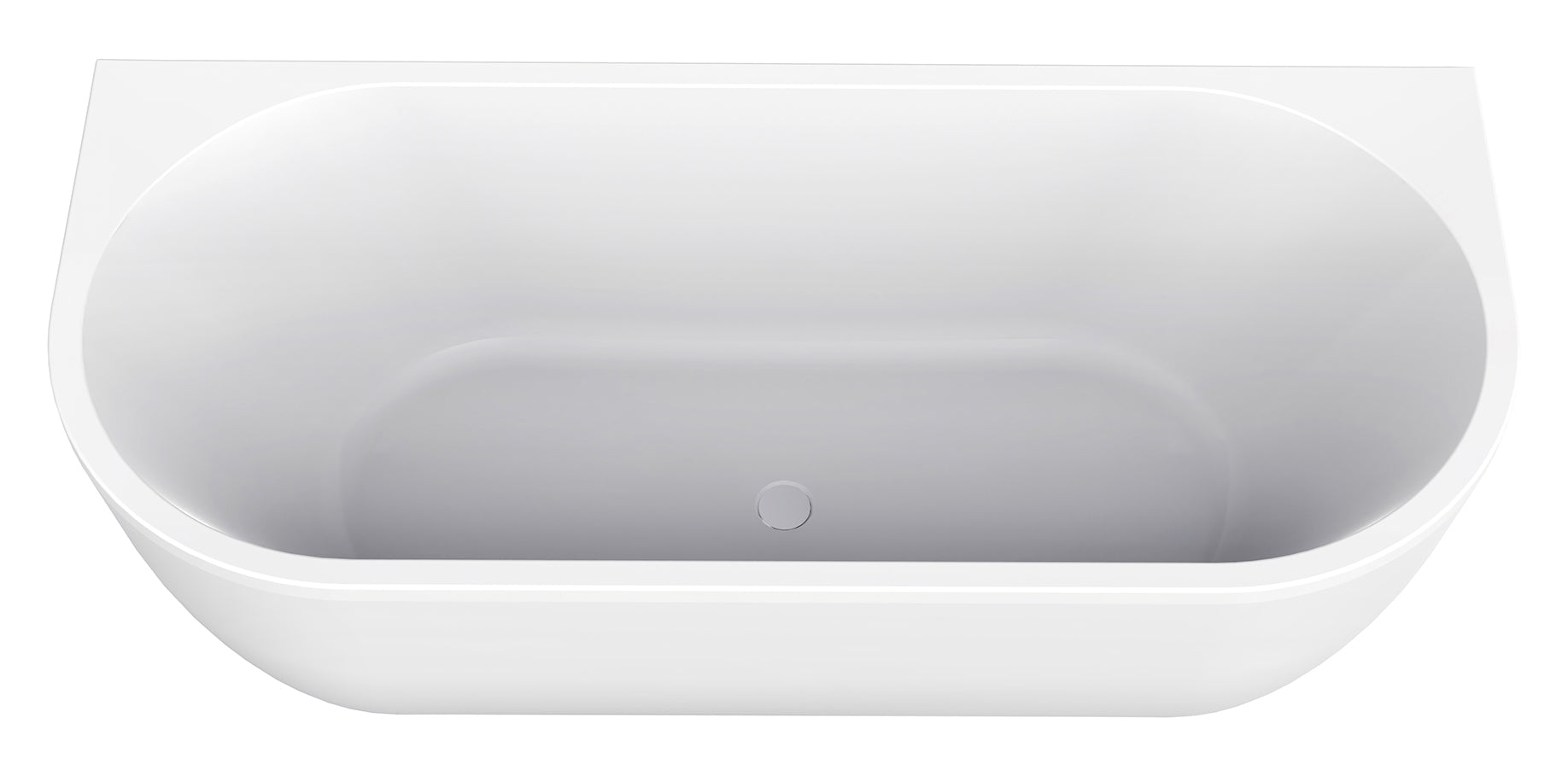 Liora half vrijstaand ligbad 170 x 75 cm acryl glans wit met waste glans wit - WDtegels