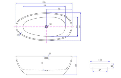 Wiesbaden Ellips vrijstaand acryl ligbad 180 x 90 wit