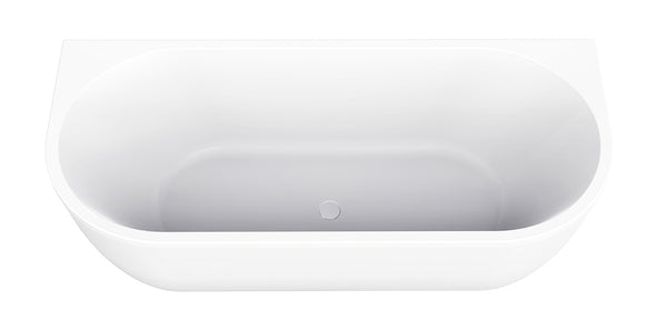 Liora semi-detached bath 180 x 80 cm acrylic gloss white with waste gloss white 