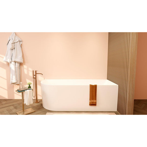 Wiesbaden Zenn Corner Bath Right | 180x80cm | Acrylic Gloss White with Waste Gloss White
