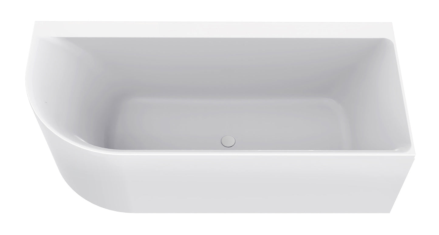 Zenn hoekbad rechts 180 x 80 cm acryl mat wit met waste mat wit