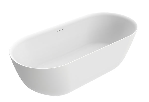 Trens freestanding bath 180 x 80 cm acrylic matt white with waste matt white 