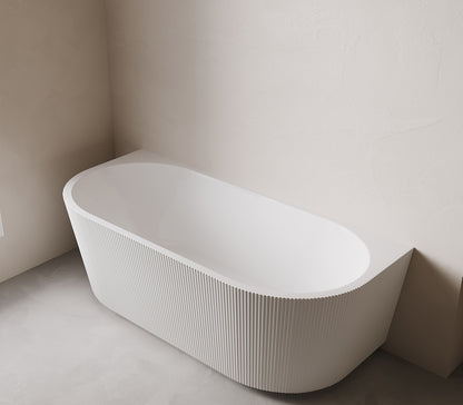 Rivi half vrijstaand ligbad 180 x 80 cm acryl mat wit met waste mat wit - WDtegels