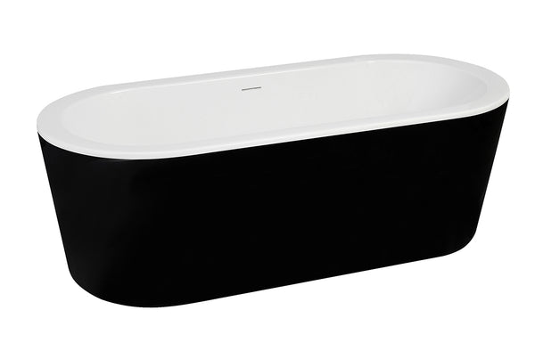 Nero vrijstaand ligbad 178 x 80 cm acryl glans wit/zwart met waste glans wit