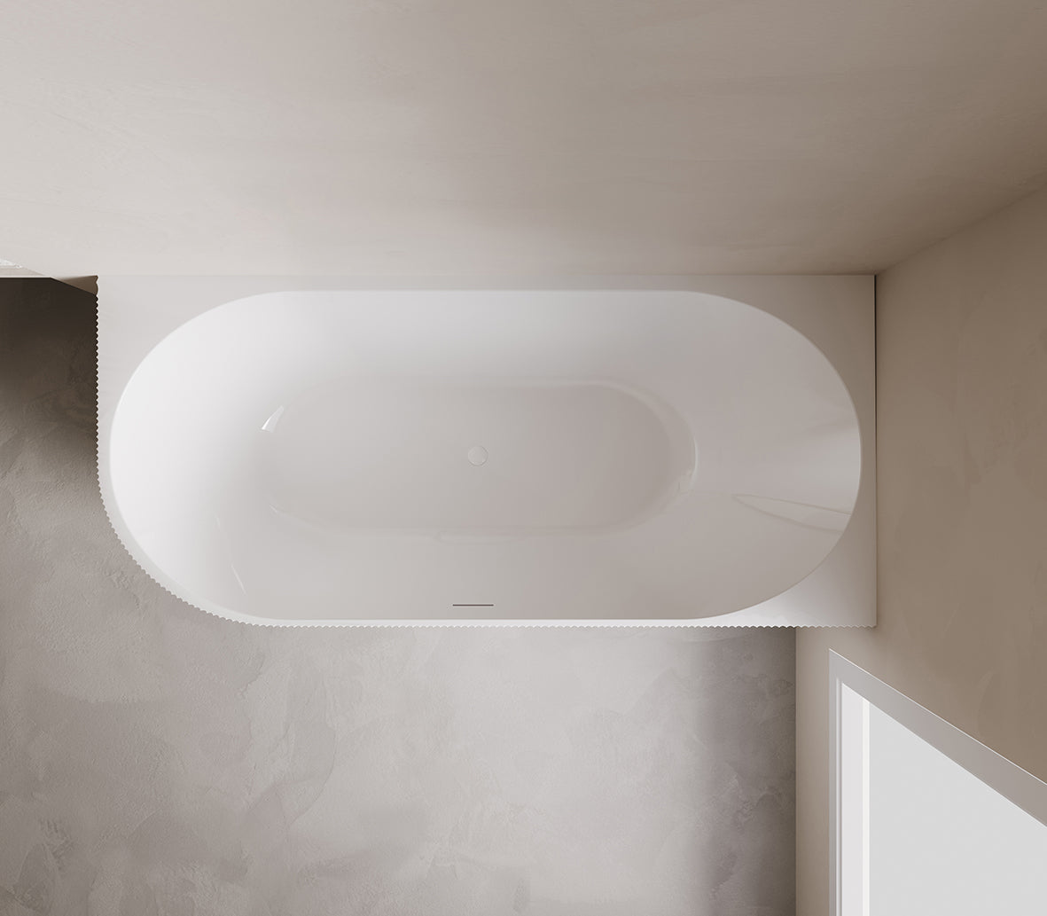 Rivi corner bath right 180 x 80 cm acrylic gloss white with washed gloss white