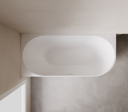 Bañera esquinera Rivi izquierda 180 x 80 cm acrílica blanca mate con desagüe blanco mate