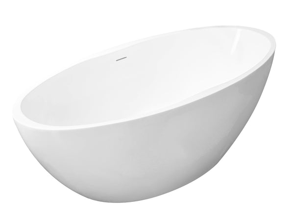 Oval vrijstaand ligbad 170 x 78 cm acryl mat wit met waste mat wit