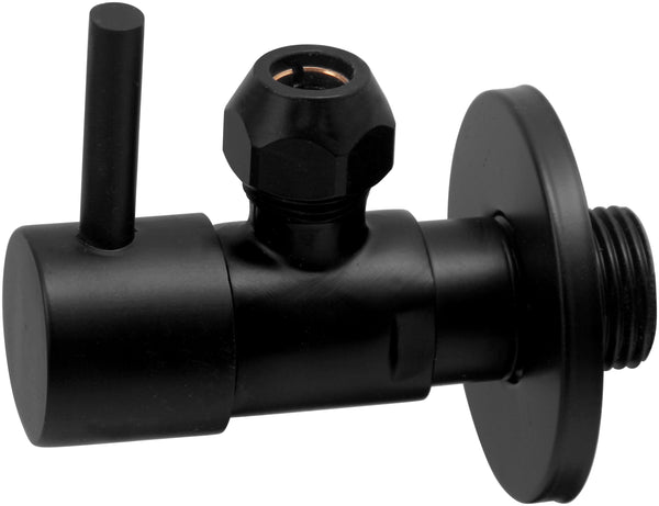 Minimal angle stop valve with escutcheon | 3/8" x 3/8" or 10mm compression | Matt black