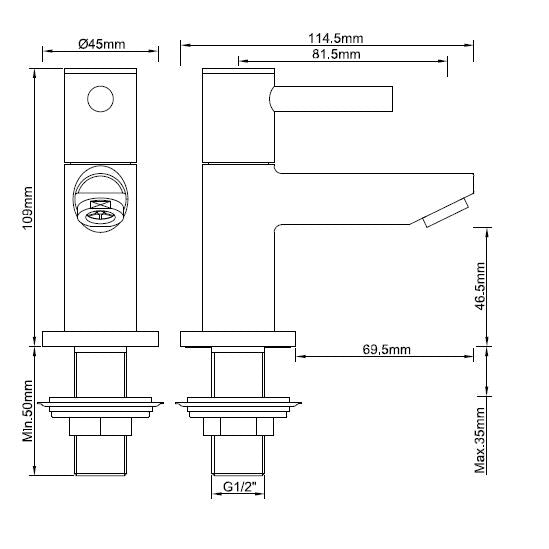 Wiesbaden Amador toiletkraan 1/2'' zwart - WDtegels