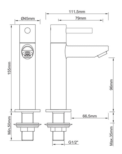 Caral Amador fonteinkraan XL Kiwa 1/2'' | Geborsteld messing PVD