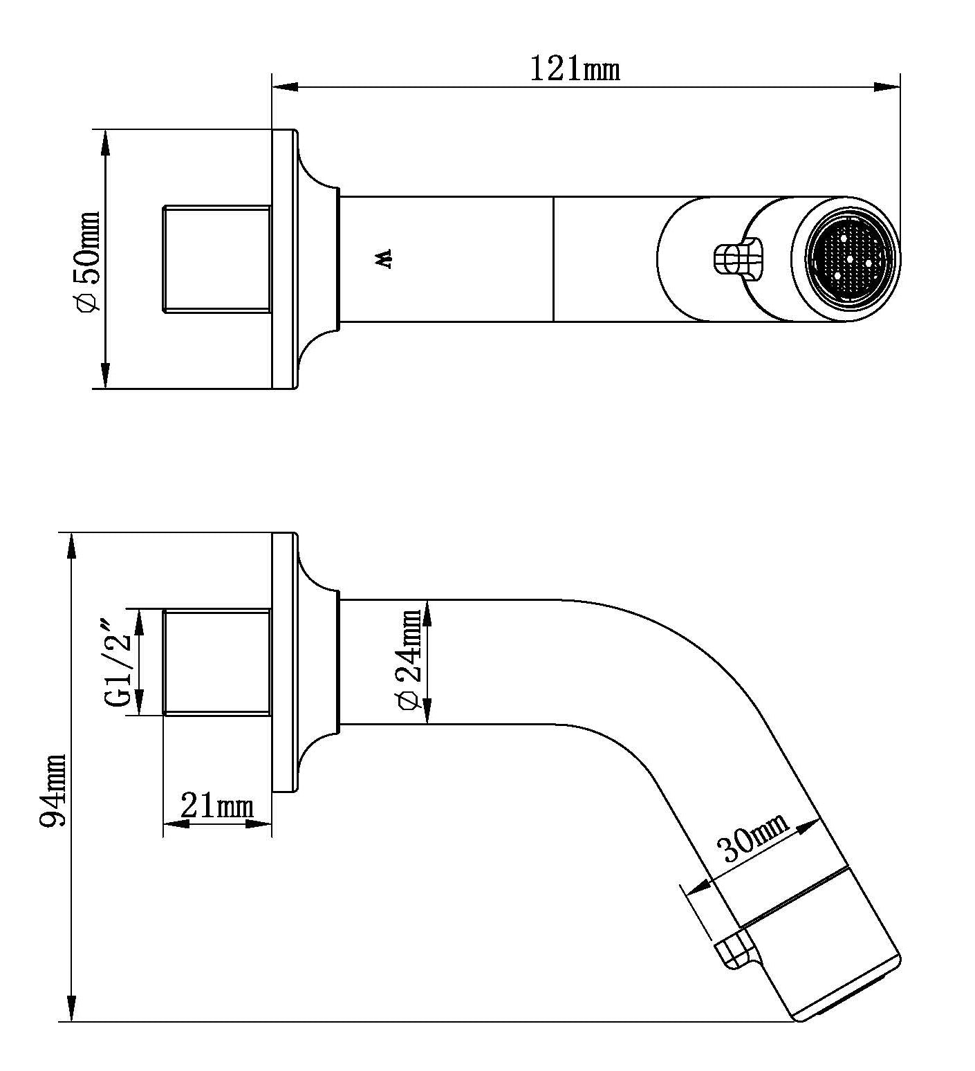 Grifo de fuente Sophia con montaje en pared 1/2" negro mate