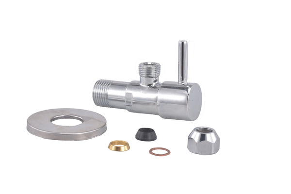 Válvula de ángulo mínimo 1/2" x 3/8" o abrazadera 10 mm cromada