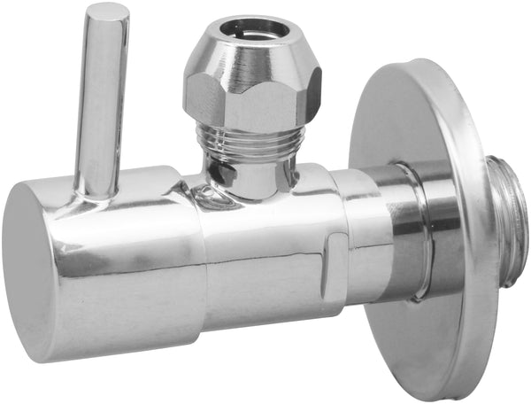 Válvula de ángulo mínimo de 3/8" x 3/8" o abrazadera de 10 mm cromada