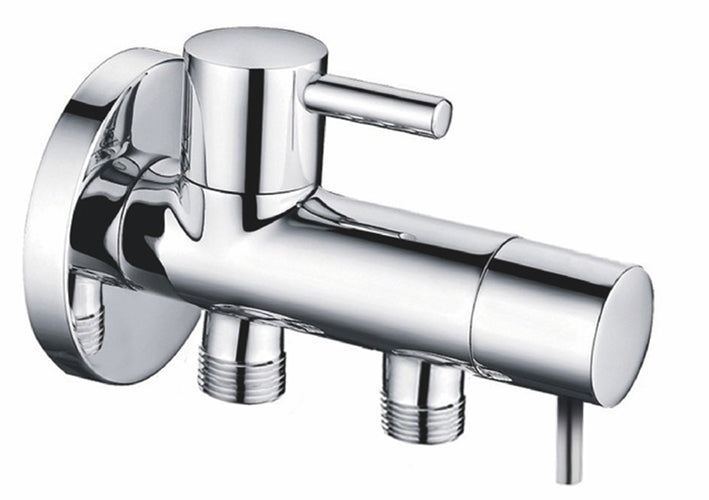 Minimal dubbele hoekstopkraan 1/2"x3/8"x3/8"chroom - WDtegels