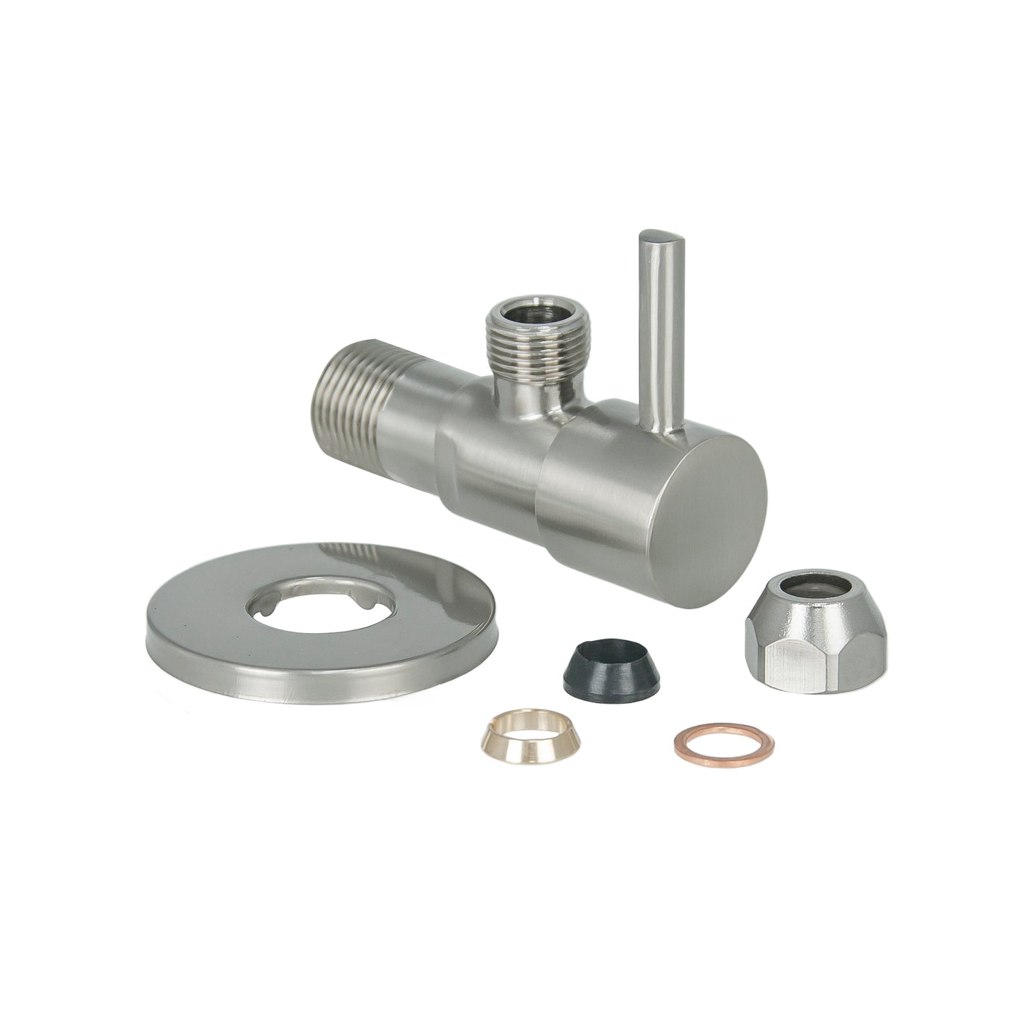 Minimal hoekstopkraan 1/2" x 3/8" of knel 10 mm geborsteld staal PVD