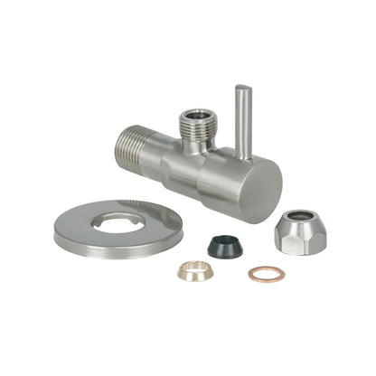 Minimal hoekstopkraan 1/2" x 3/8" of knel 10 mm geborsteld staal PVD