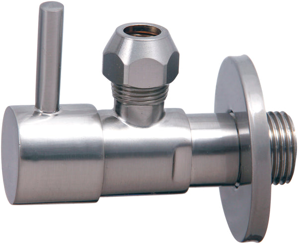 Minimal hoekstopkraan 1/2" x 3/8" of knel 10 mm geborsteld staal PVD