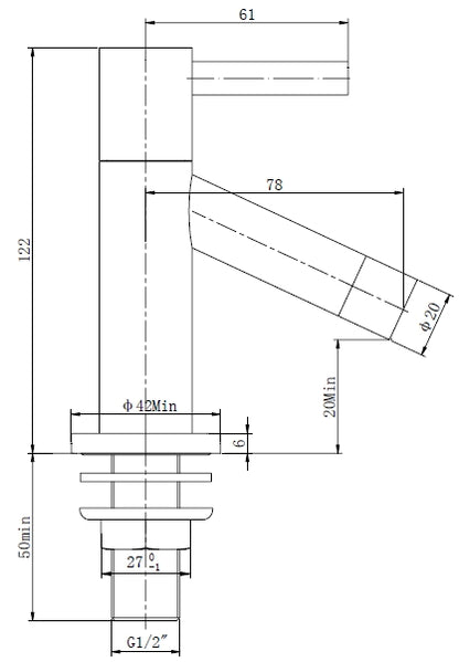 Wiesbaden Benga toiletkraan 1/2'' chroom - WDtegels
