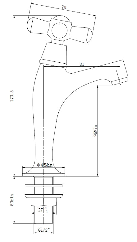 Wiesbaden Lento Toiletkraan 1/2'' chroom - WDtegels