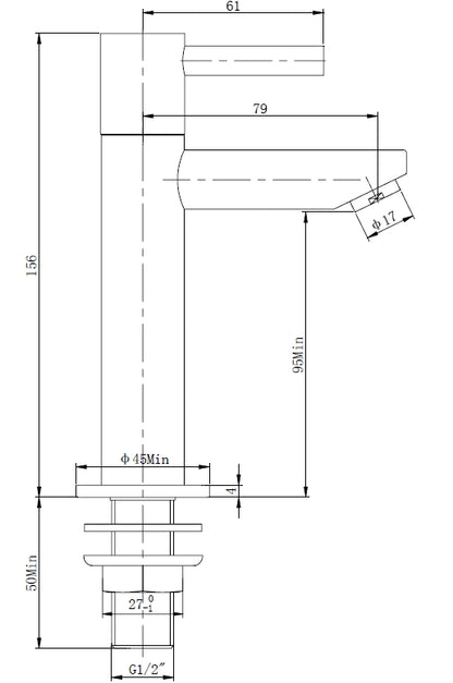 Wiesbaden Amador XL toiletkraan hoog 1/2''chroom - WDtegels