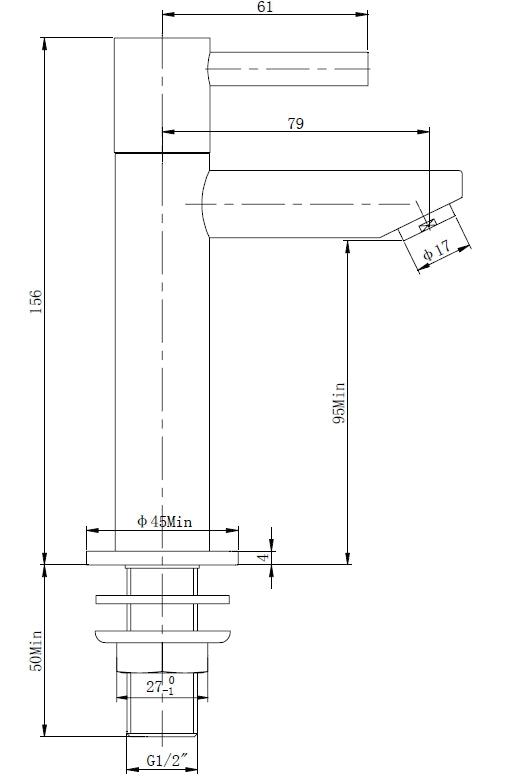 Wiesbaden Amador XL toiletkraan hoog 1/2''geborsteld staal - WDtegels