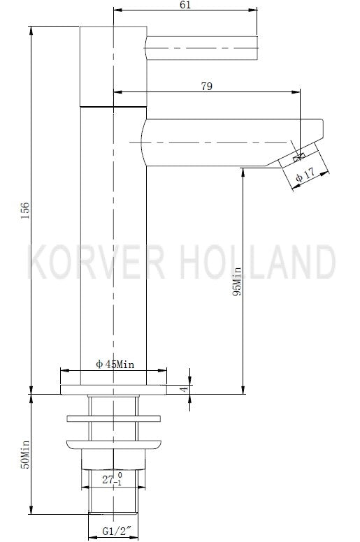 Wiesbaden Amador XL toiletkraan hoog 1/2''geborsteld staal - WDtegels
