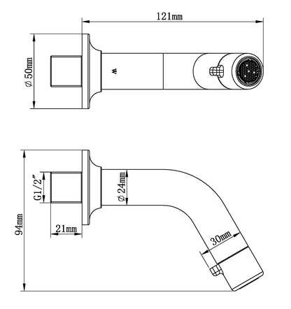 Sophia basin tap with wall mounting 1/2" chrome