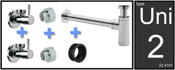 Uni-2 siphon connection set with siphon chrome