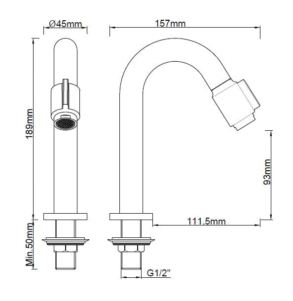 Wiesbaden Victoria luxe toiletkraan 1/2''geborsteld messing - WDtegels