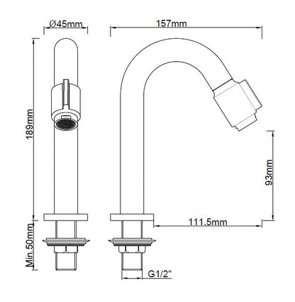 Wiesbaden Victoria luxe toiletkraan 1/2''geborsteld koper - WDtegels
