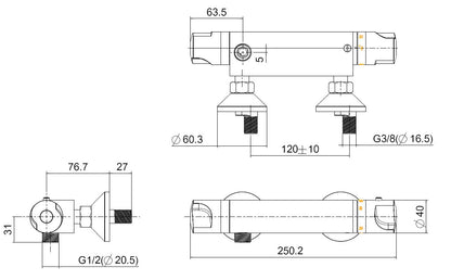 Wiesbaden Universal therm.douchemengkraan 12cm