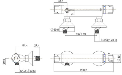 Universal thermostatische douchemengkraan 15 cm chroom 8712117110795
