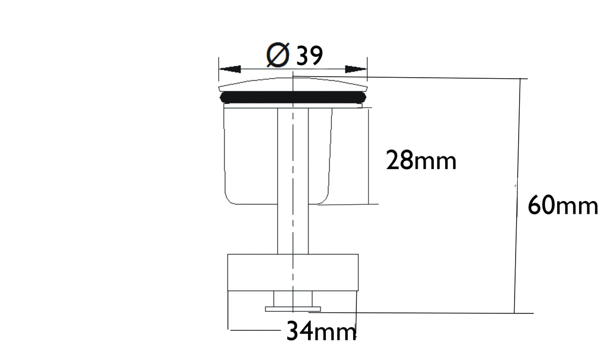 Lijntekening Losse plug voor wastafelwaste 5/4 inch chroom